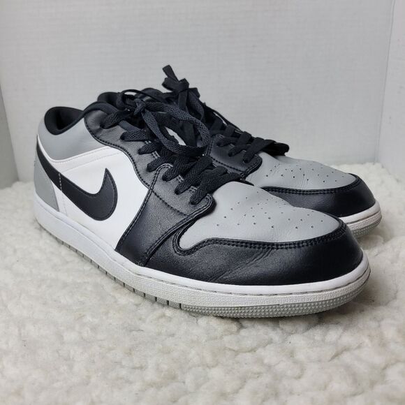 Nike Air Jordan 1 Low Retro Shadow Toe Mens Sneaker Size 14 Grey Black White - Picture 1 of 9